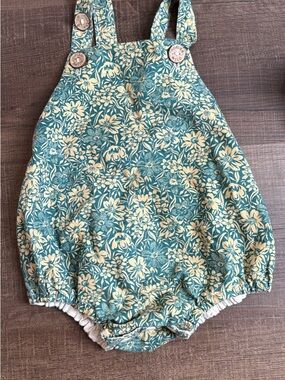 Floral Teal & Cream Baby One-Piece Romper
